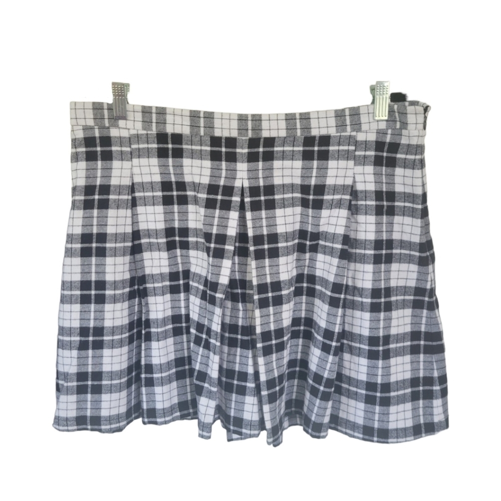 Joe Boxer Black White Plaid Pleated Mini Skirt Preppy Y2K Clueless 1X